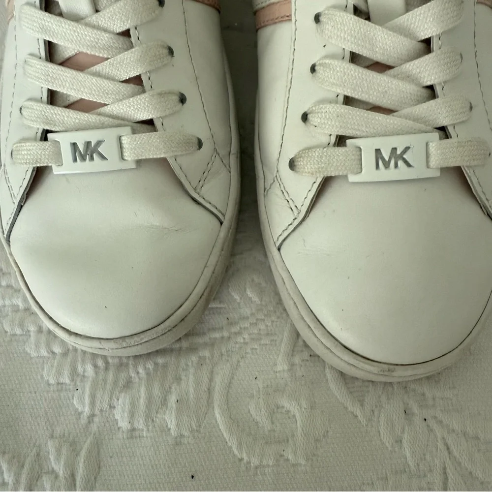 Michael Kors Irving White and Pink Leather Sneakers size 6